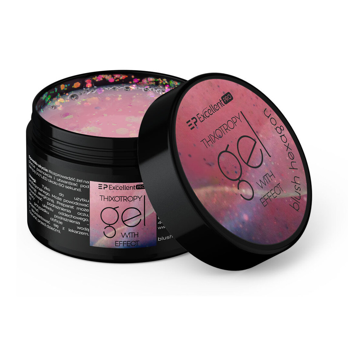 Excellent PRO Thixotropy Gel With Effect Żel budujący blush hexagon 15g