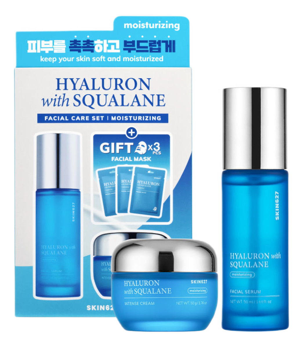 zestaw serum do twarzy 50ml + krem do twarzy + maski w płachcie 3x22ml