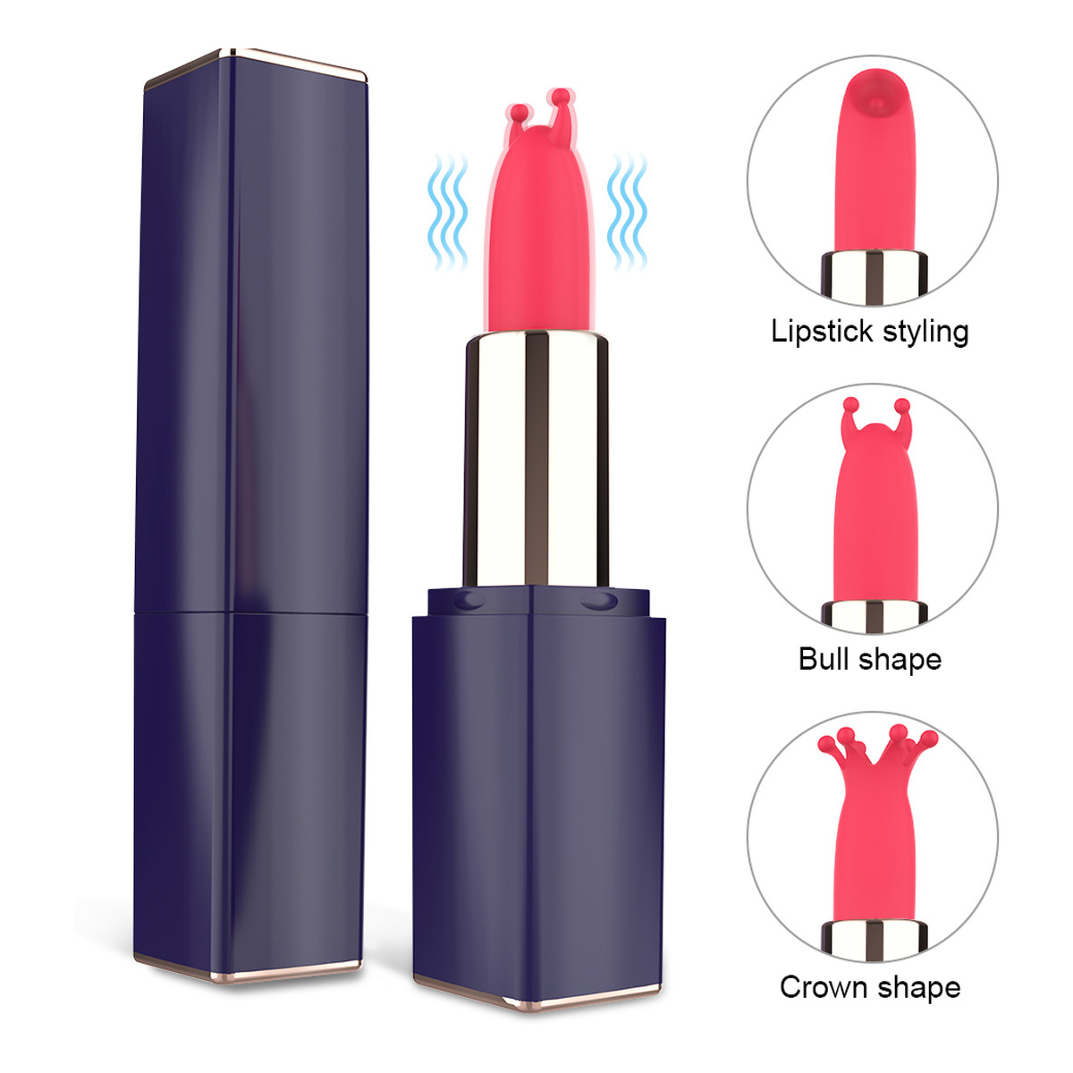 S-Hande Lipstick dyskretny wibrator w etui z wymiennymi końcówkami z 9 trybami wibracji black