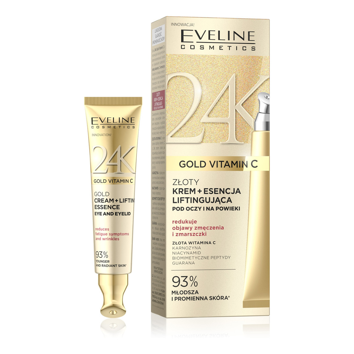 Eveline 24K Gold Vitamin C Złoty Krem Esencja Liftingująca Pod Oczy 15ml