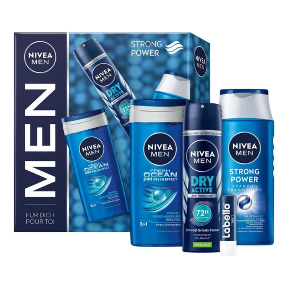 Nivea Men Strong Power Strong Power zestaw prezentowy żel+dezodorant+szampon+pomadka