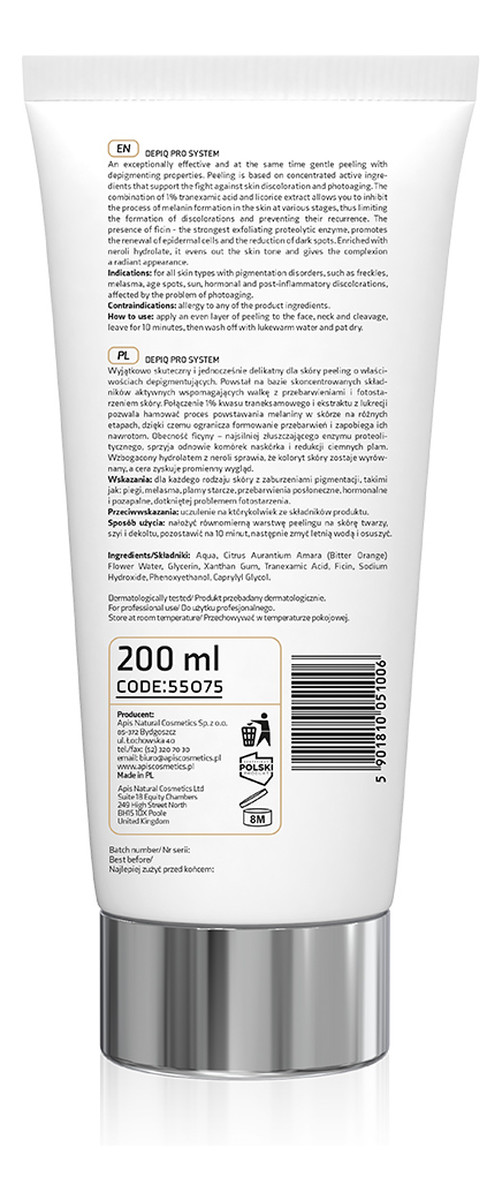 depigmentujący peeling z kwasem traneksamowym 1% i ficyną