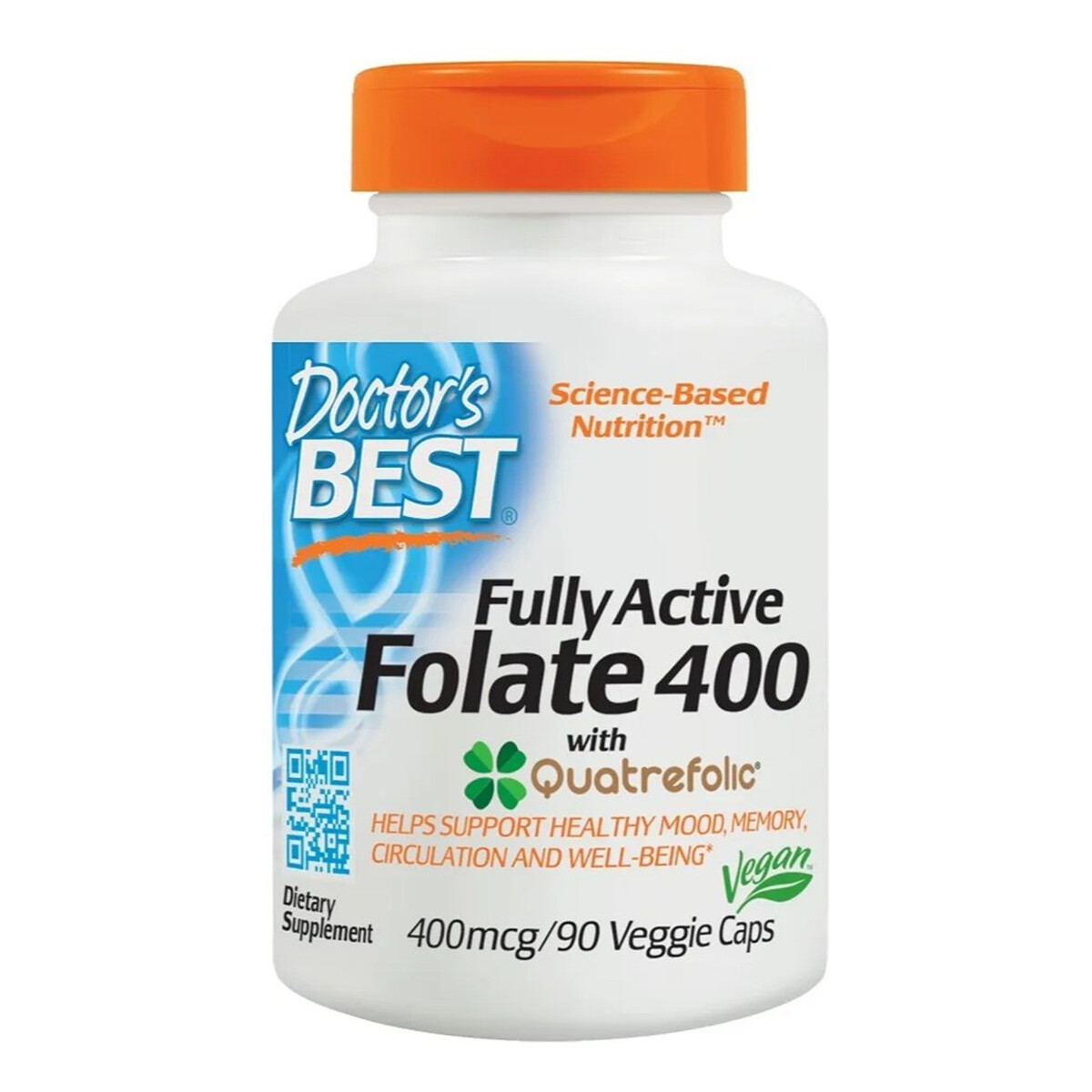 Doctor's Best Fully active folate 400 with quatrefolic suplement diety 90 vege kapsułek