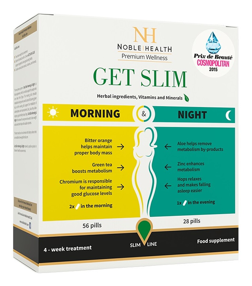 Get Slim Morning & Night dwufazowy program odchudzający Morning 56 tabletek + Night 28 tabletek