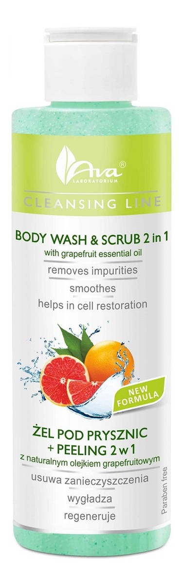 Żel pod prysznic + peeling 2w1 z naturalnym olejkiem grapefruitowym 200ml