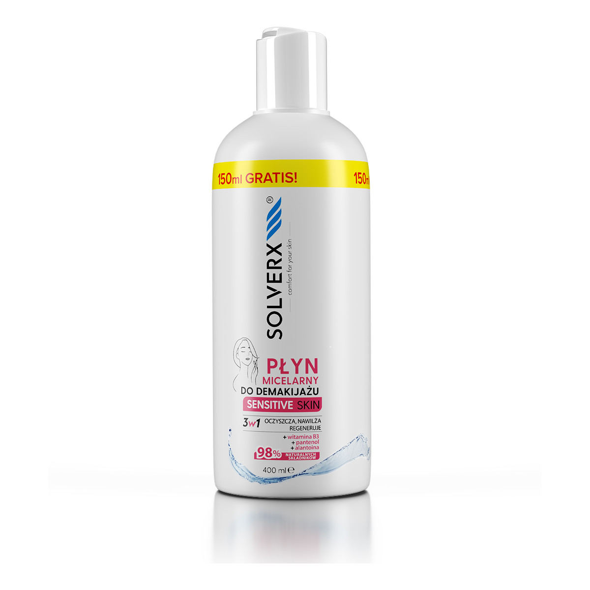 Solverx Sensitive Skin Płyn micelarny do demakijażu 3w1 400ml