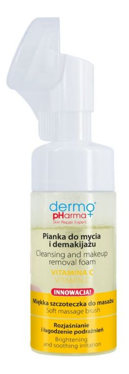 Pianka do demakijażu twarzy z silikonową szczoteczką Witamina C