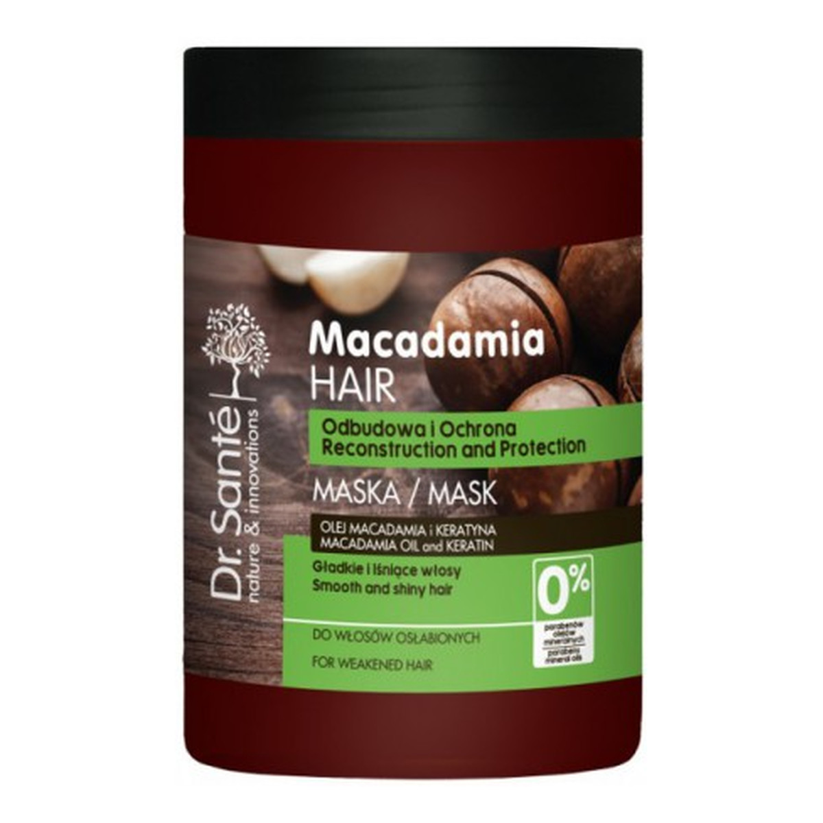 Dr. Sante Macadamia Hair Maska Do Włosów z Olejem Macadamia i Keratyną Odbudowująca, Ochronna 1000ml