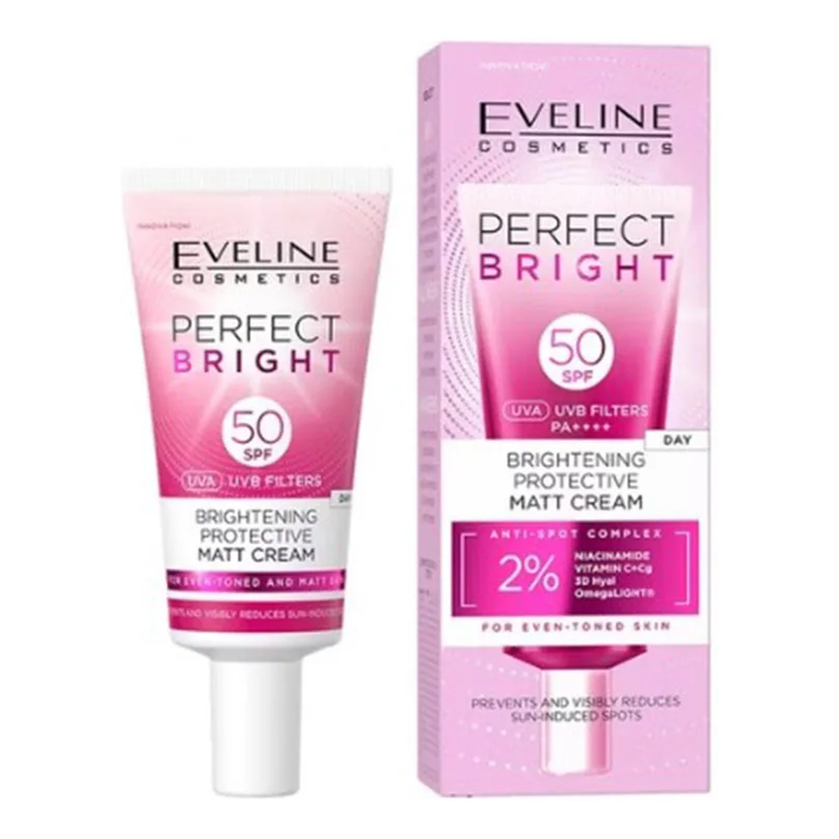 Eveline Perfect Bright Rozjaśniająco-ochronny matowy krem do twarzy SPF50 30ml