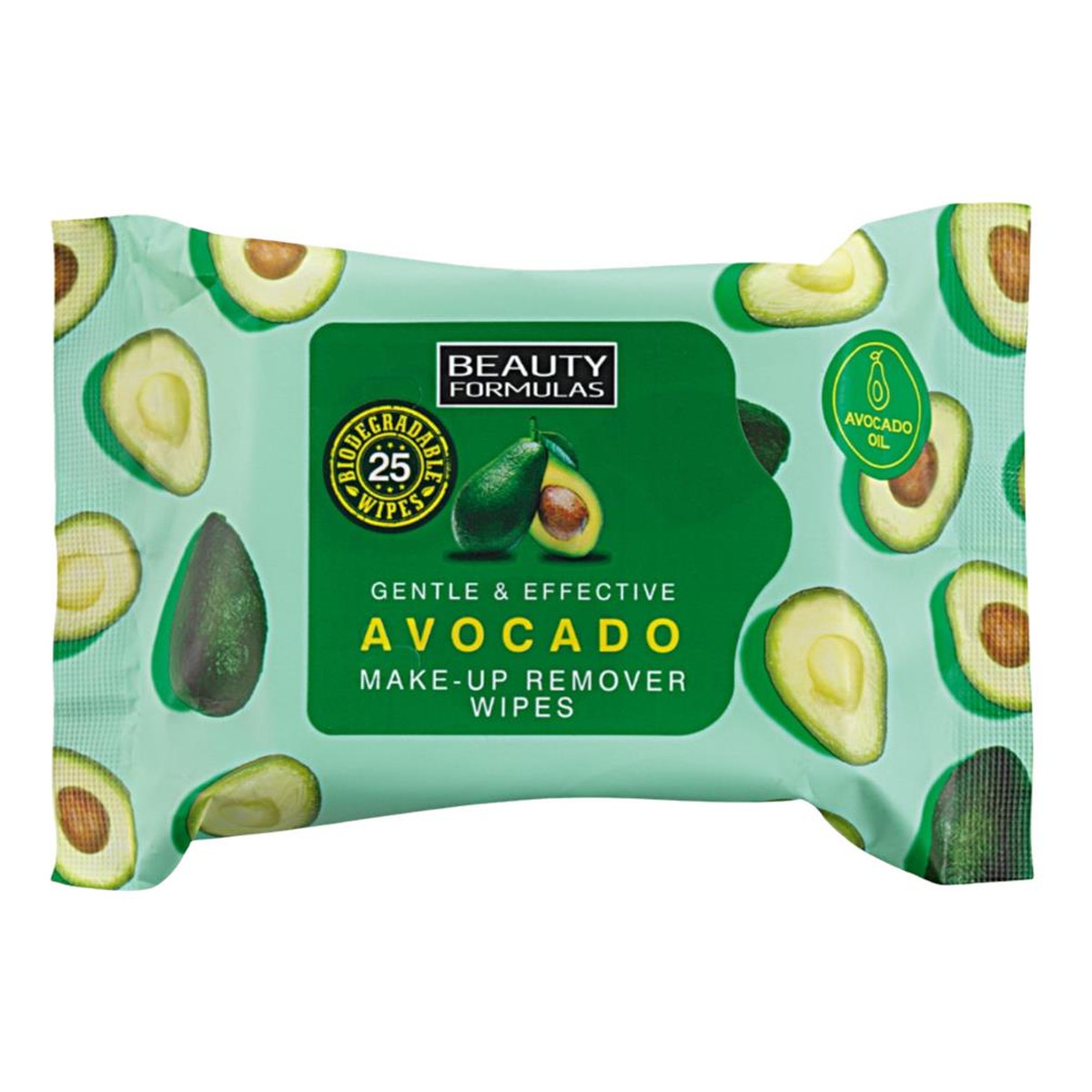 Beauty Formulas Avocado make-up remover wipe chusteczki do demakijażu z olejkiem z awokado 25szt.