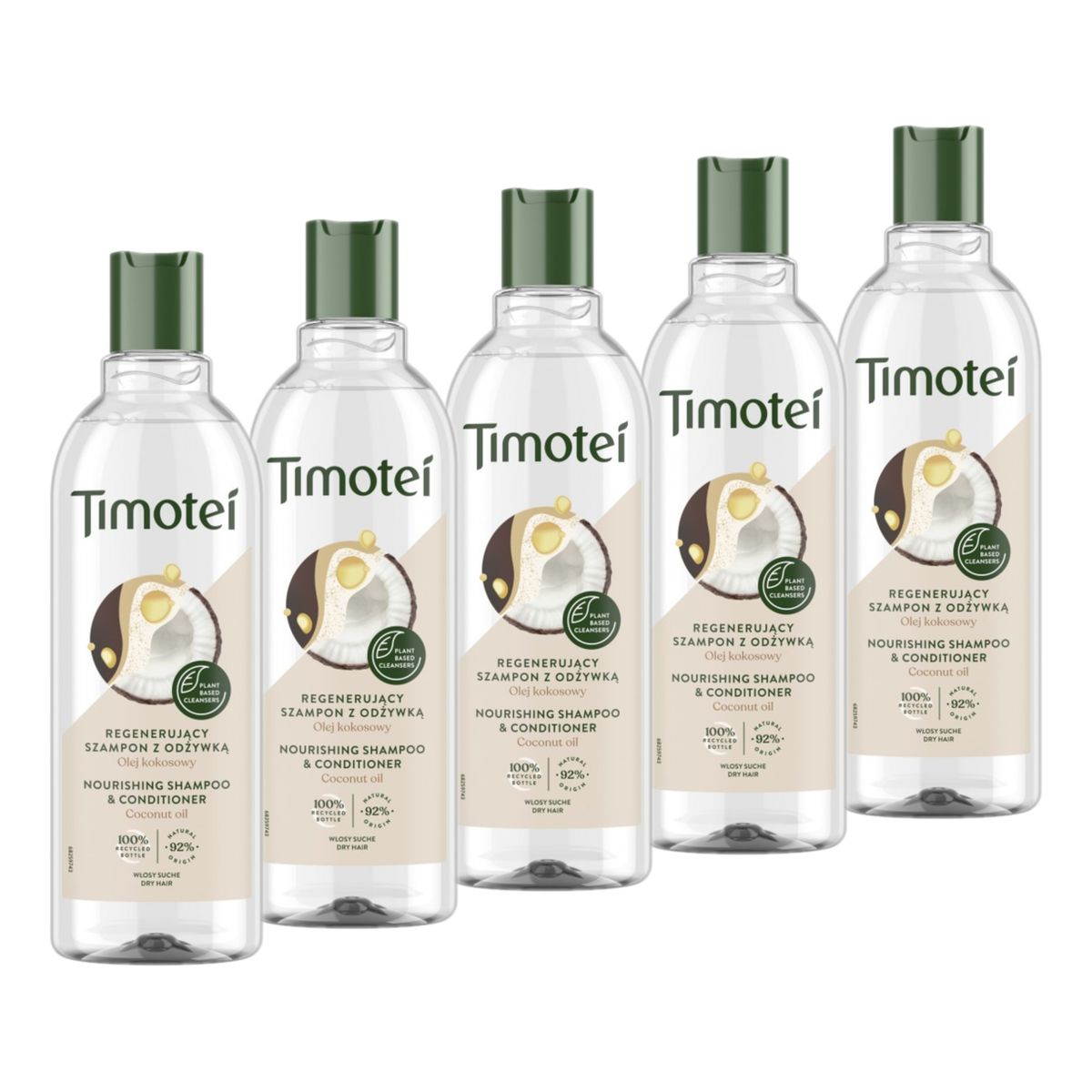 Timotei Coconut Oil Regenerujący Szampon z Odżywką Olej kokosowy 5x400ml