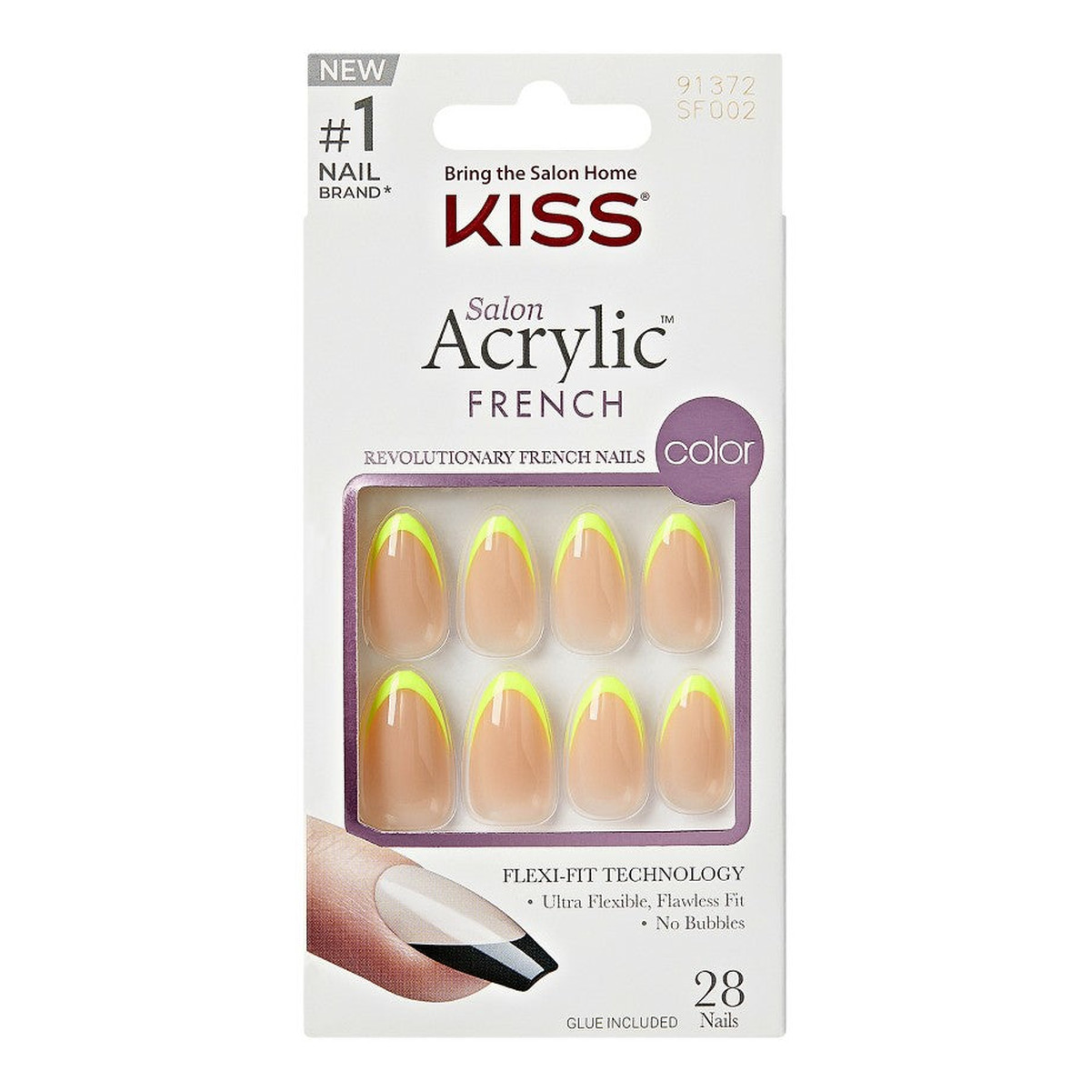 Kiss Sztuczne paznokcie na klej Acrylic French Hype Neon 2g