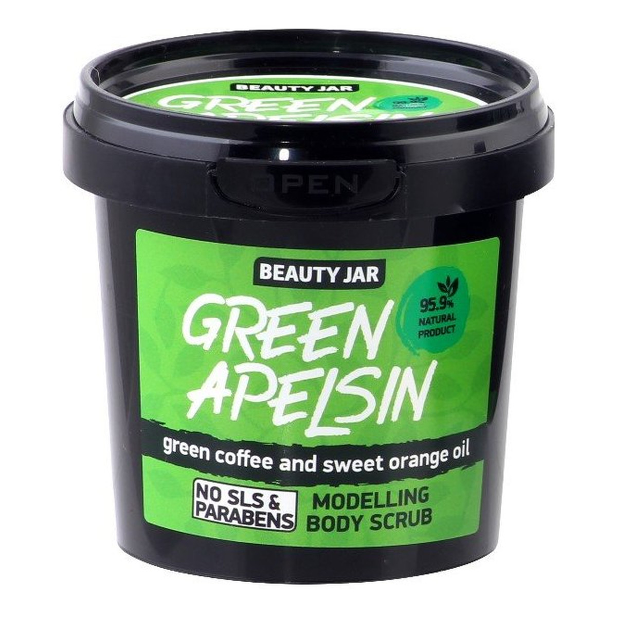 Beauty Jar Green Apelsin Modelujący scrub do ciała z zieloną kawą i słodką pomarańczą 200g