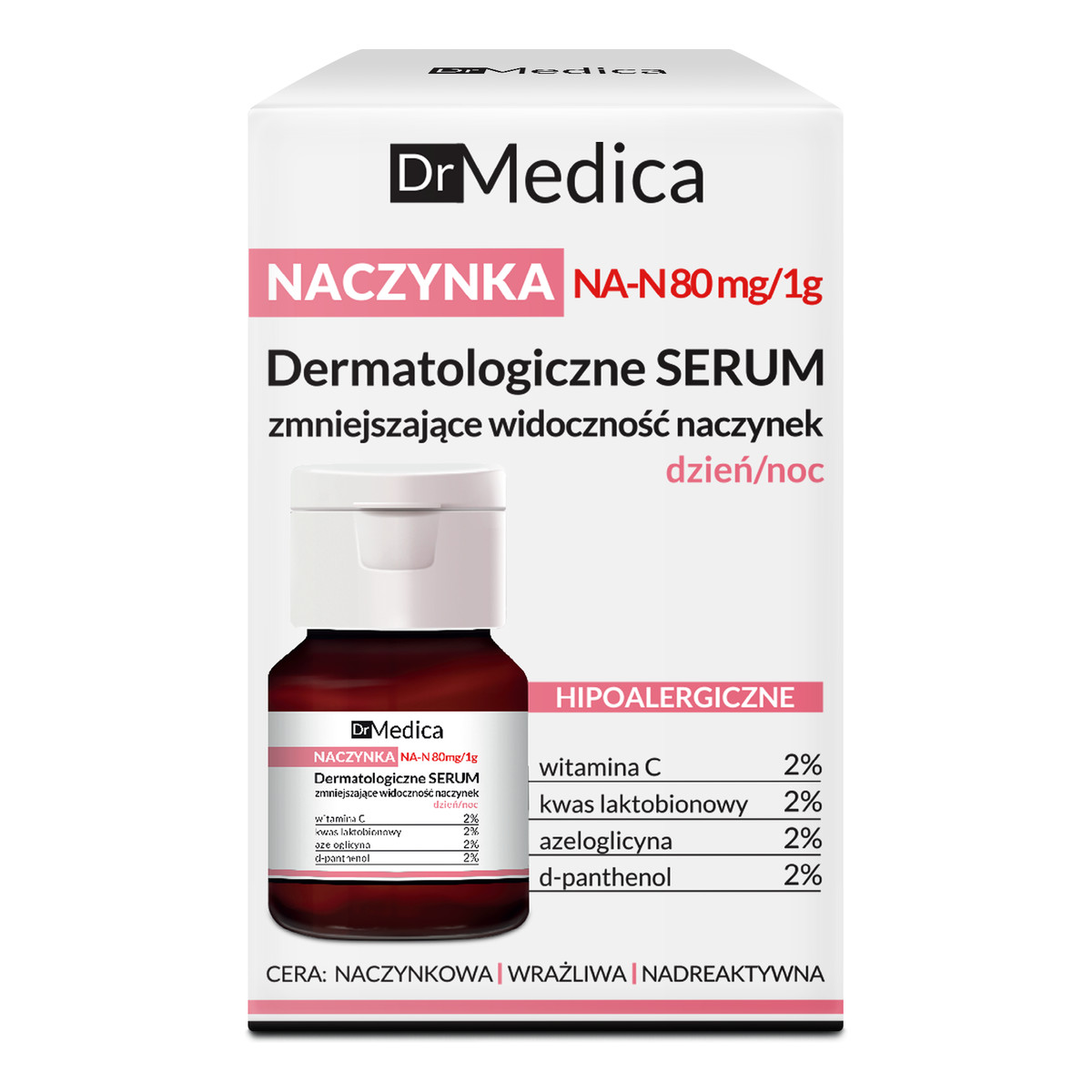 Bielenda Dr Medica Naczynka Dermatologiczne Serum Zmniejszające Widoczność Naczynek Hipoalergiczne Dzień/Noc 30ml