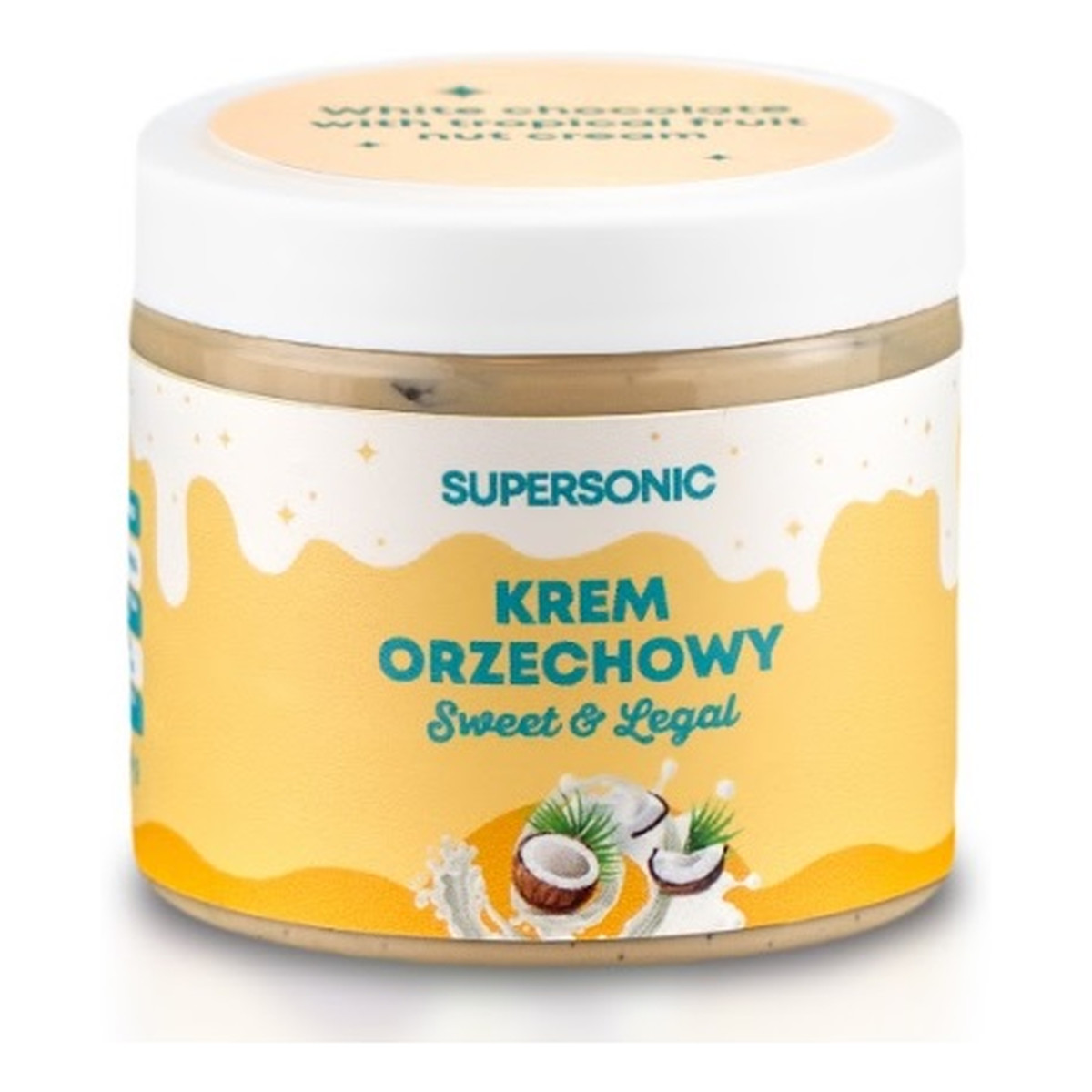 Supersonic Sweet&Legal orzechowy Krem proteinowy o smaku białej czekolady z owocami tropikalnymi 160g