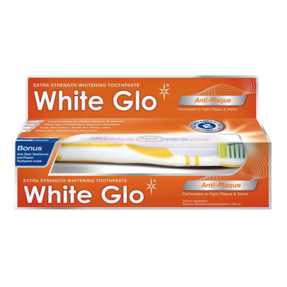 White Glo Anti-Plaque pasta do zębów zwalczająca kamień + szczoteczka 100ml