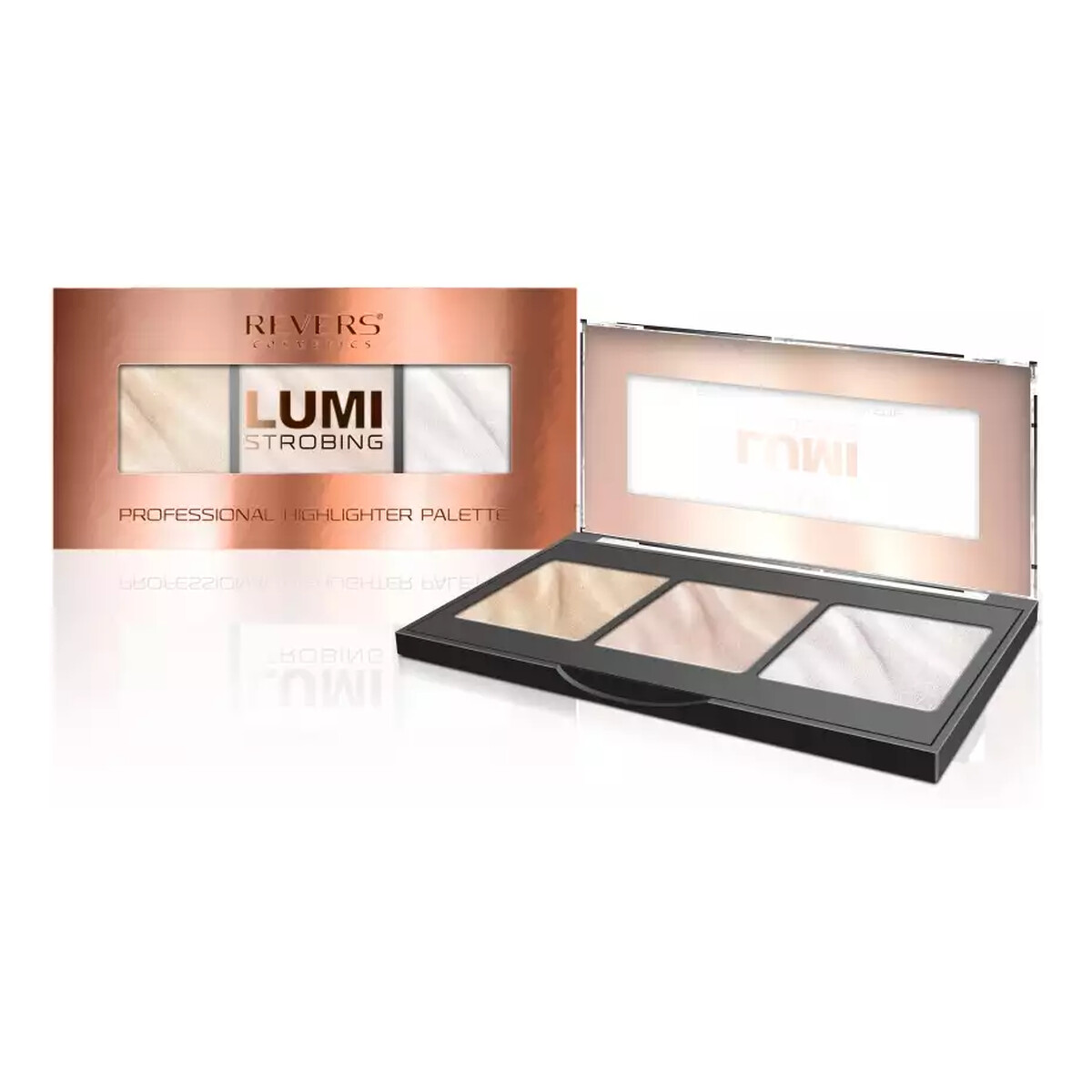 Revers LUMI STROBING Zestaw trzech odcieni rozświetlaczy 12g