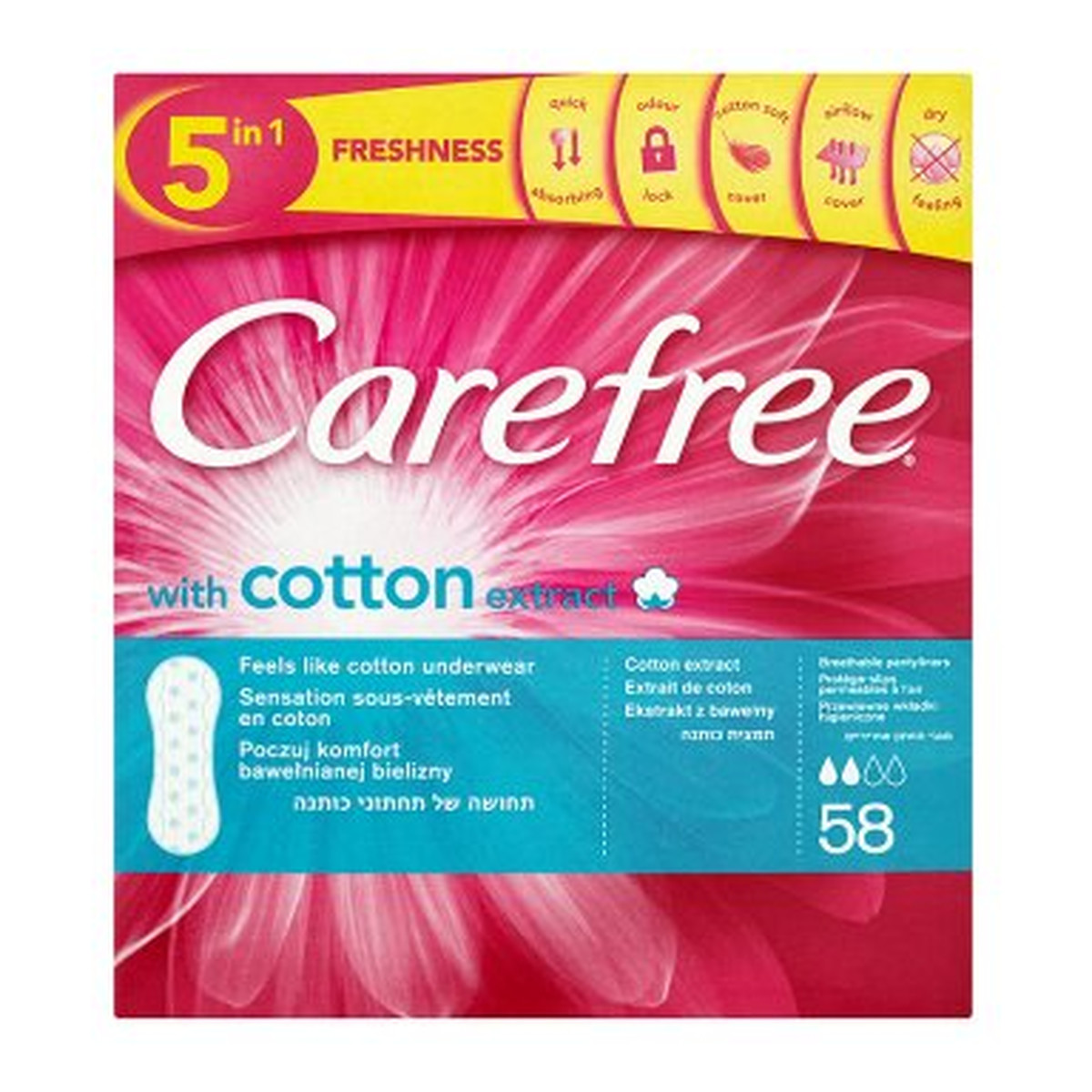 Carefree With Cotton Extract Wkładki Higieniczne 58szt.