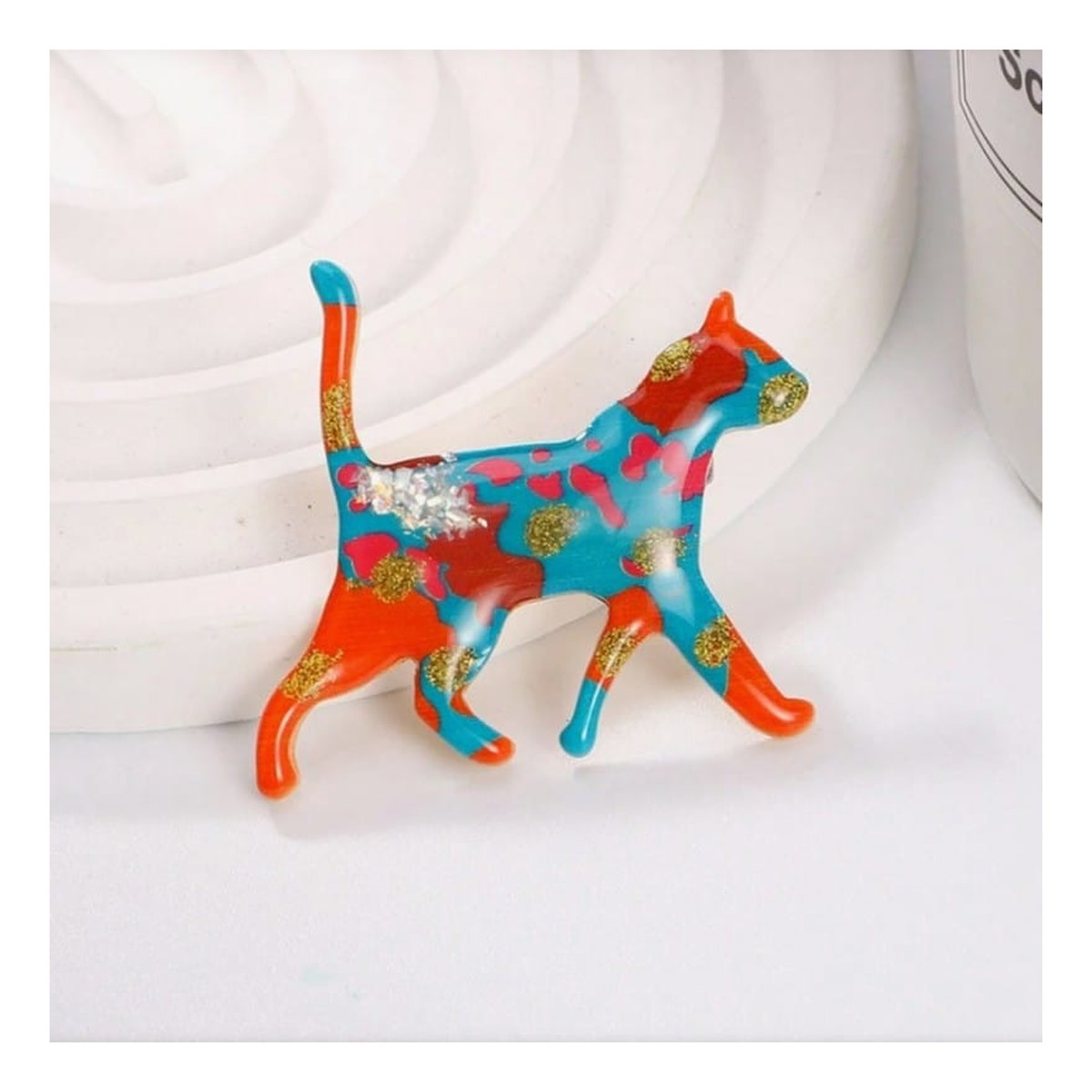 Ecarla broszka ozdobna Tęczowy kotek BZ217