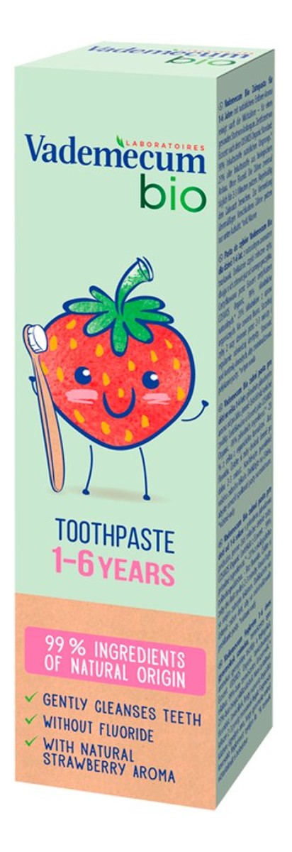 Bio kids toothpaste pasta do zębów dla dzieci 1-6 lat z naturalnym aromatem truskawki