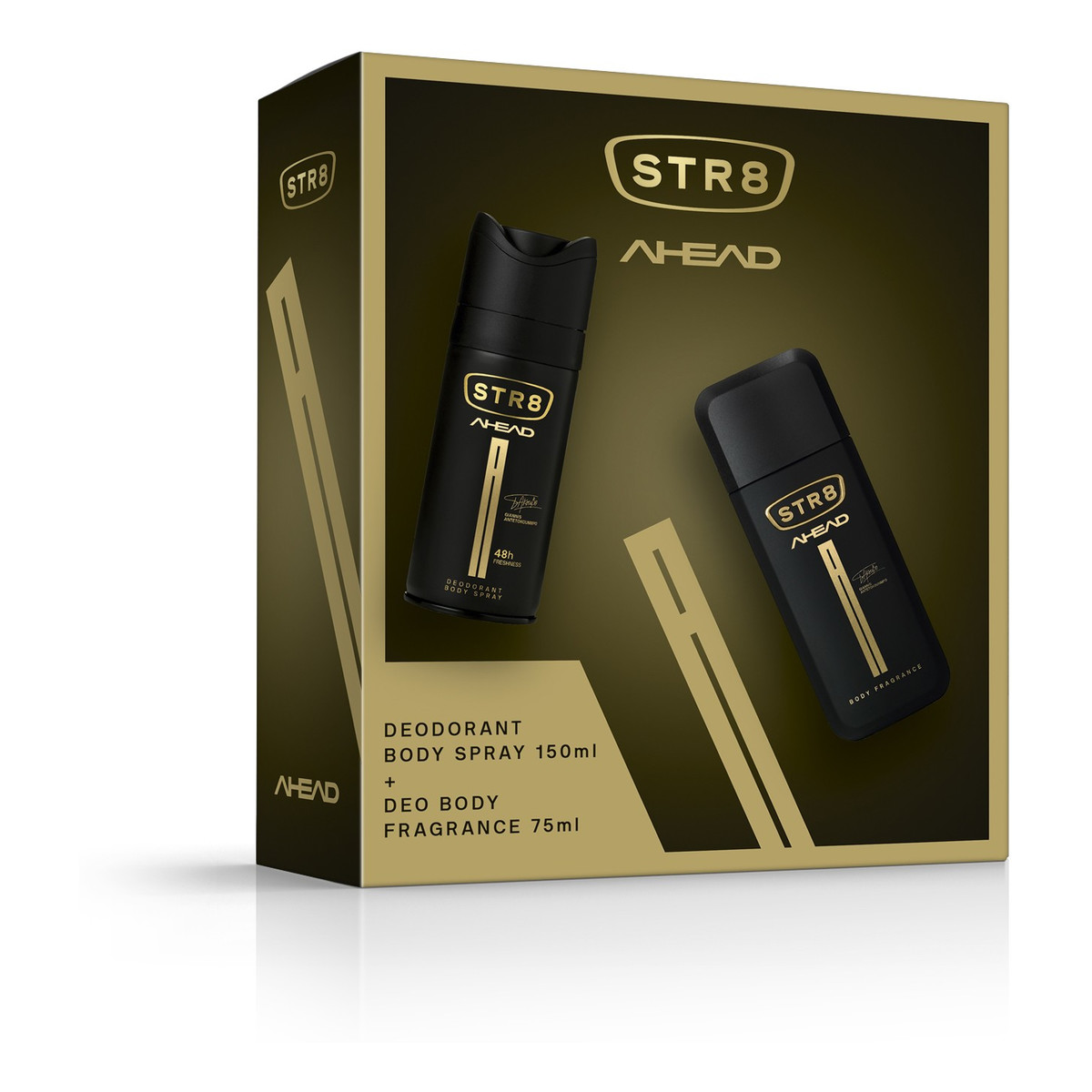STR8 Ahead Zestaw prezentowy (dezodorant spray 150ml+dezodorant body fragrance 75ml)