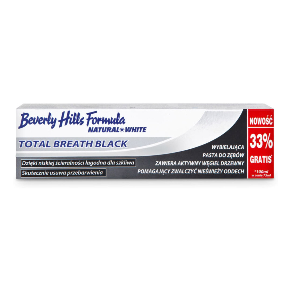 Beverly Hills Formula Total Breath Black Natural White Pasta Do Zębów Wybielająca Świeży Oddech 75ml