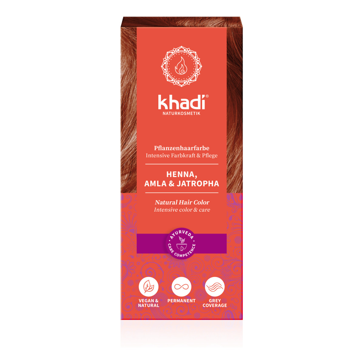Khadi Naturalna Ziołowa Henna do Włosów z Amlą i Jatrophą Red 100g