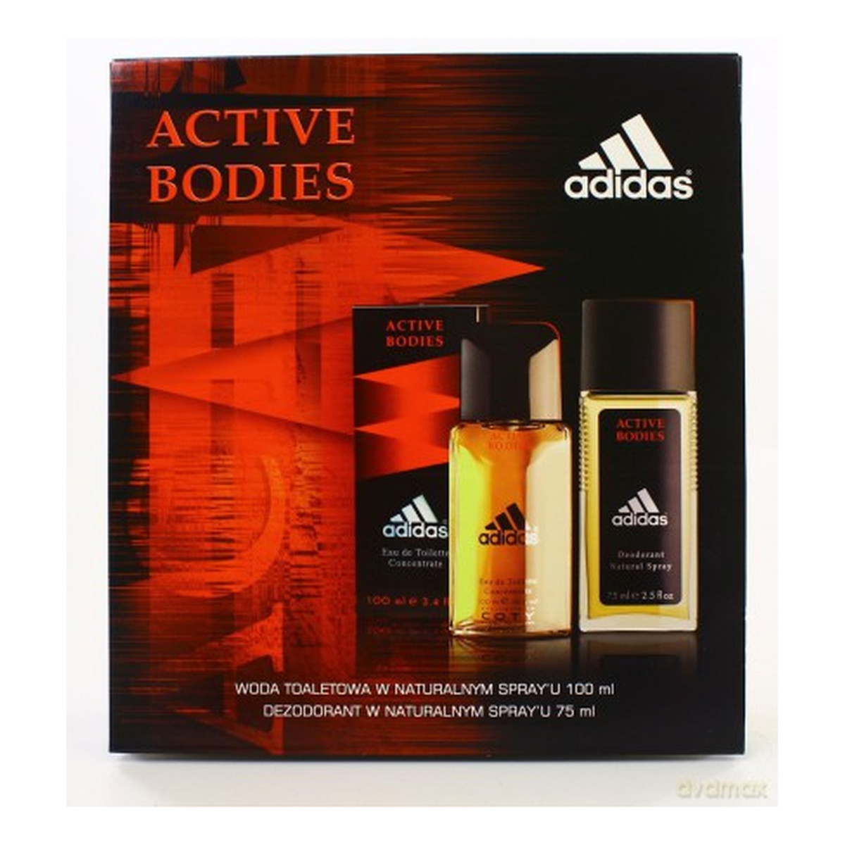 Adidas Active Bodies Woda toaletowa koncentrat spray + Dezodorant spray 75ml
