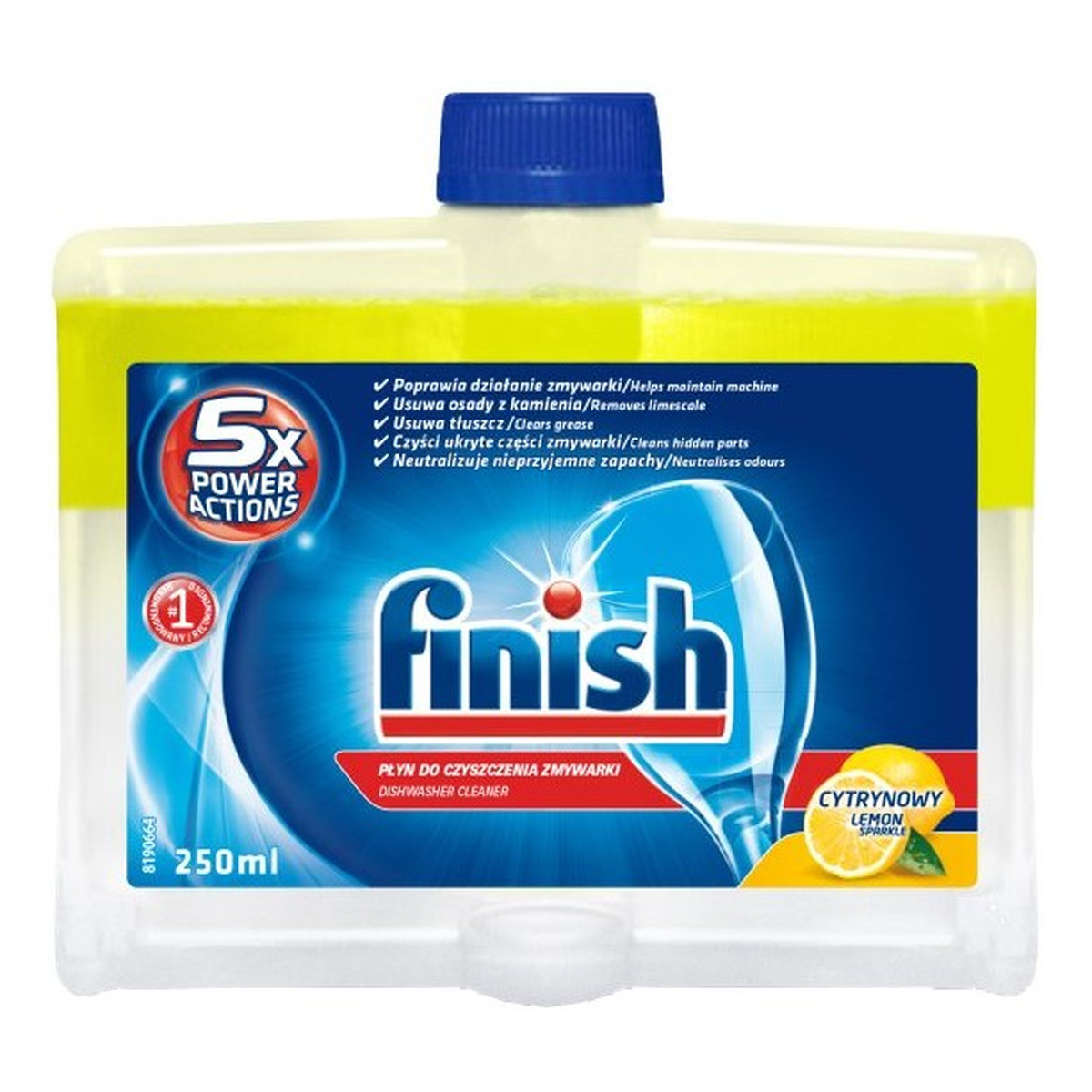 Finish 5x Power Actions płyn do czyszczenia zmywarki Lemon 250ml