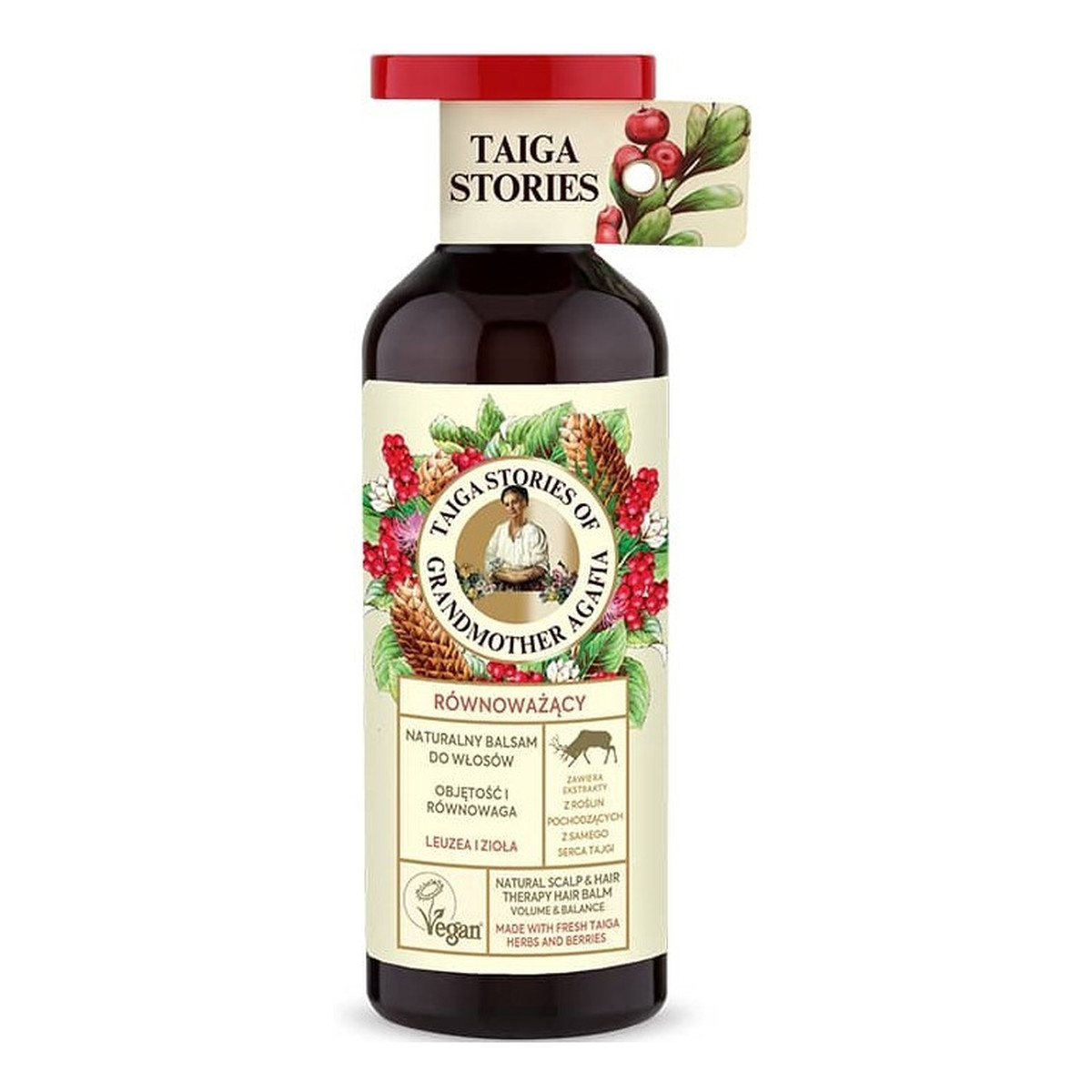 Receptury Babuszki Agafii Tajga Stories Naturalny równoważący balsam do każdego rodzaju włosów z leuzeą i ziołami 500ml