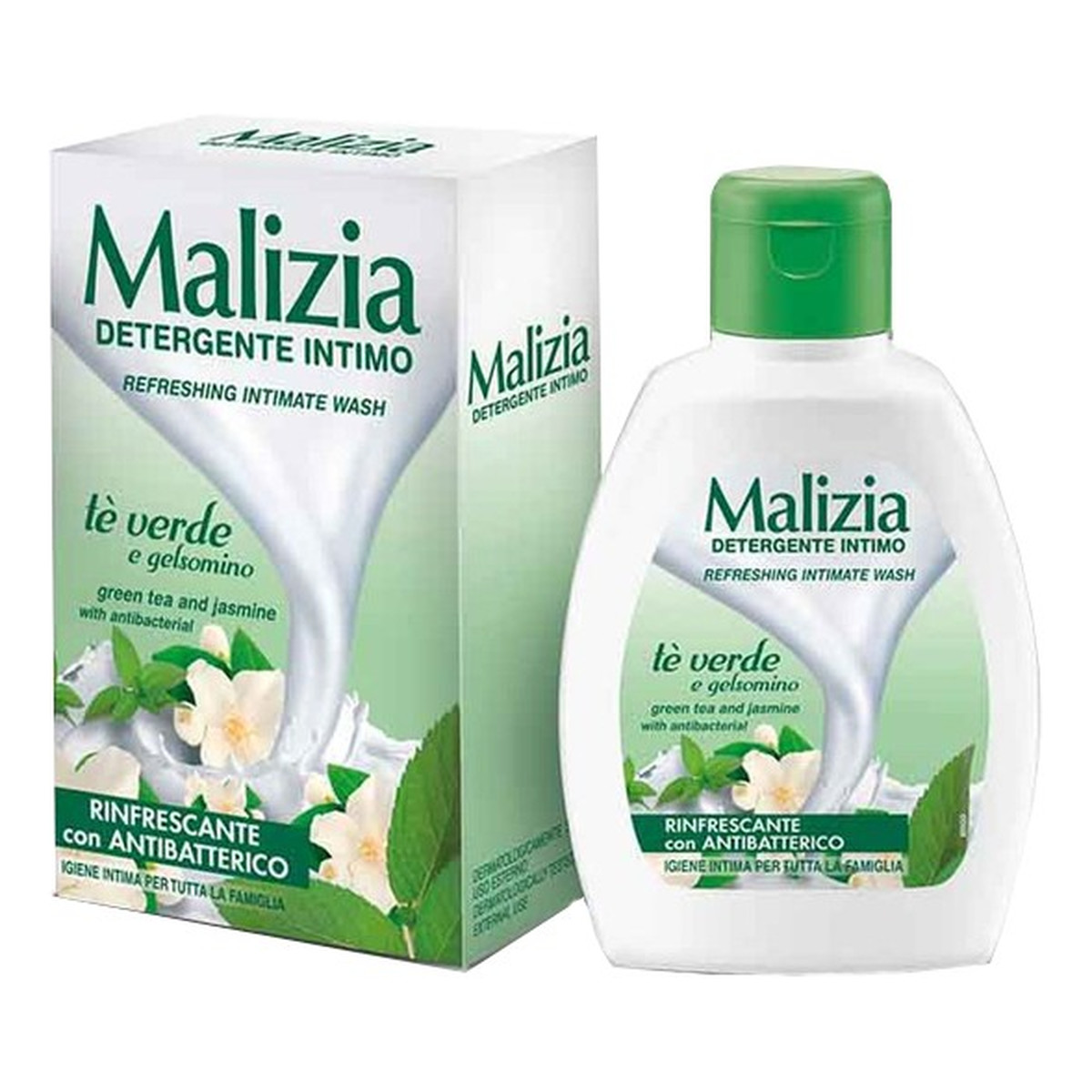 Malizia Green Tea Jasmin Płyn do higieny intymnej Odświeżający Delikatna pielęgnacja 200ml