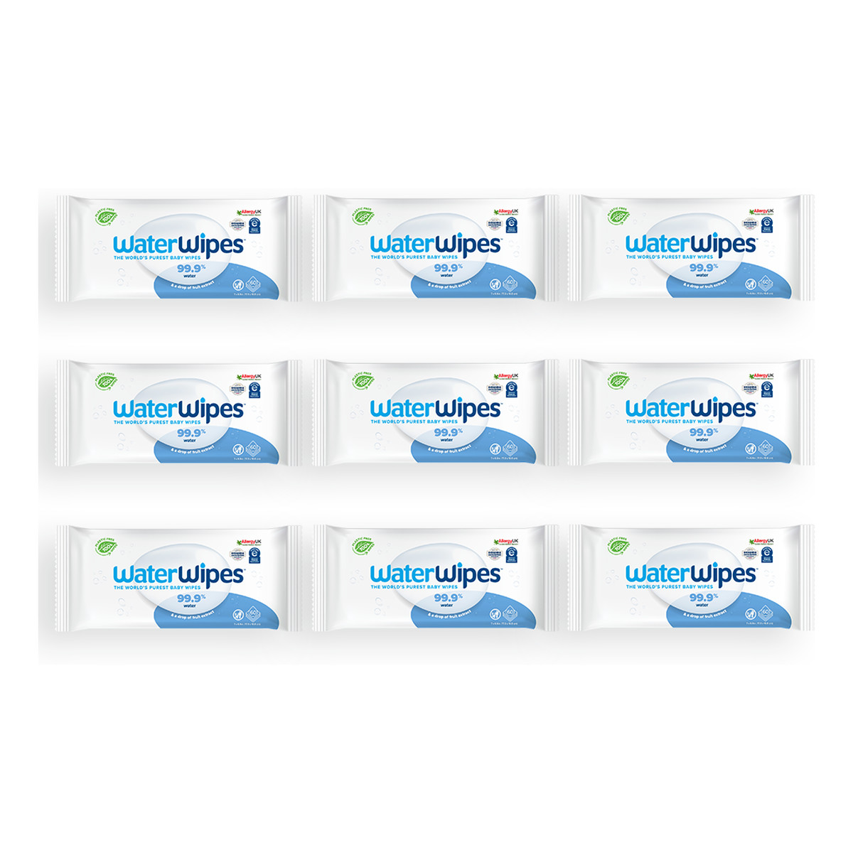 WaterWipes Chusteczki nawilżane dla dzieci BIO 99,9% wody i kropla ekstraktu owocowego 60 szt x 9 (540szt)