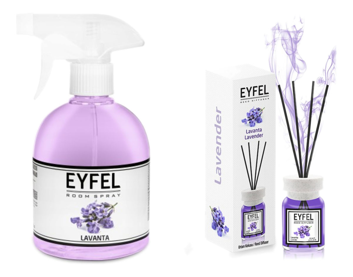 Lawenda Dyfuzor zapachowy z patyczkami 120ml + Odświeżacz w sprayu 500ml