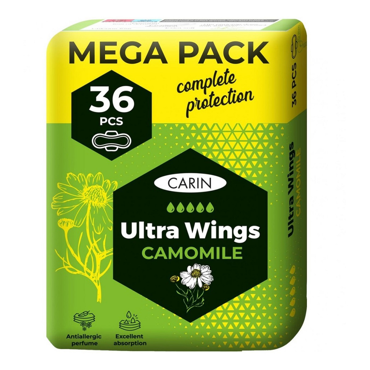 Carin Ultra wings camomile ultracienkie podpaski ze skrzydełkami 36szt