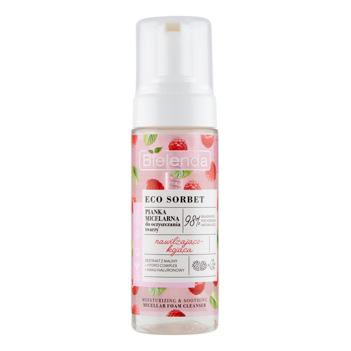 Bielenda Eco Sorbet Malina Pianka micelarna do oczyszczania twarzy nawilżająco-kojąca 150ml