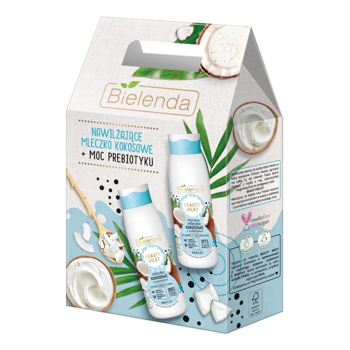 Bielenda Beauty Milky Zestaw z Mleczkiem Kokosowym - mleczko do kąpieli i pod prysznic 400 ml + mleczko do ciała 400 ml 400ml