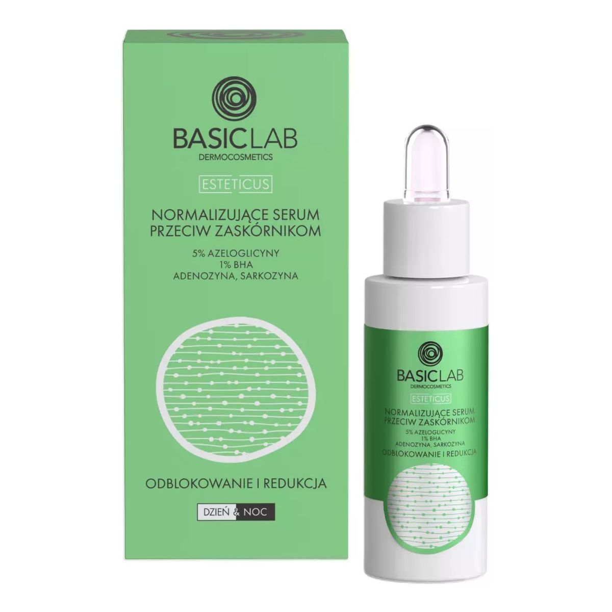 Basiclab Esteticus normalizujące serum przeciw zaskórnikom z 5% azeloglicyny i 1% bha 30ml