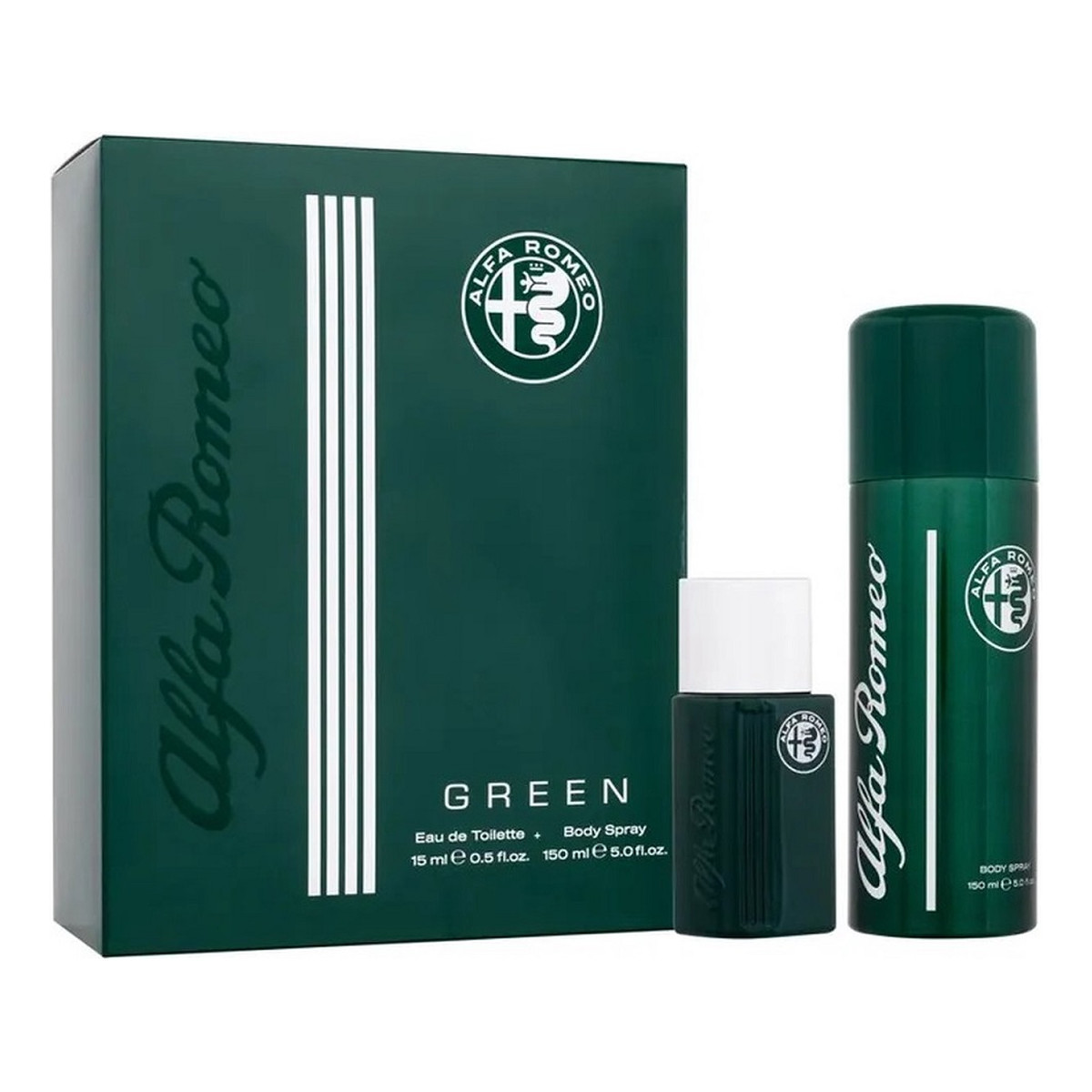 Alfa Romeo Green zestaw woda toaletowa spray 15ml + perfumowany spray do ciała 150ml 150ml