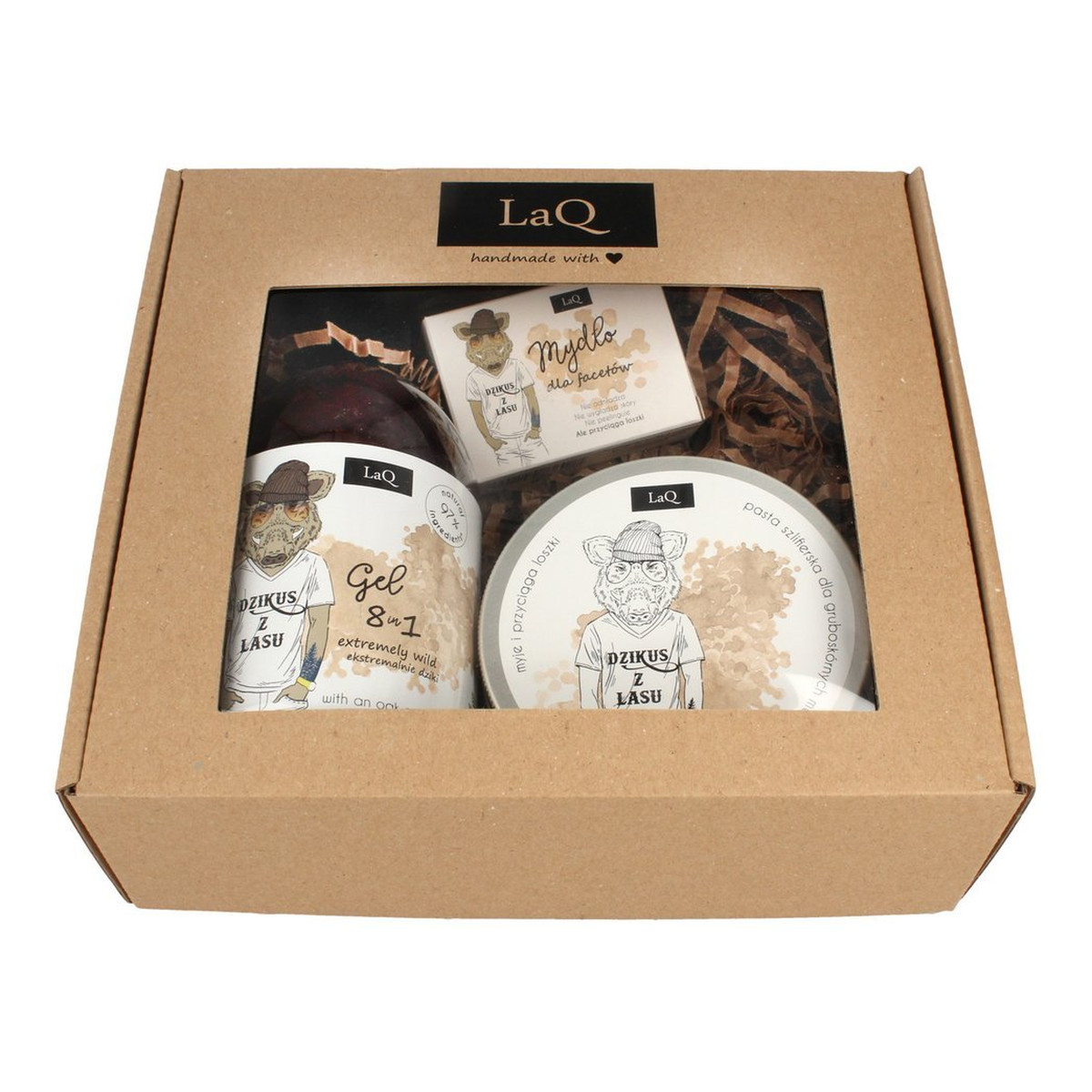 Laq Zestaw prezentowy dla mężczyzn Dzikus z Lasu (pasta 200ml+żel pod prysznic 8w1 500ml+mydło 85ml)