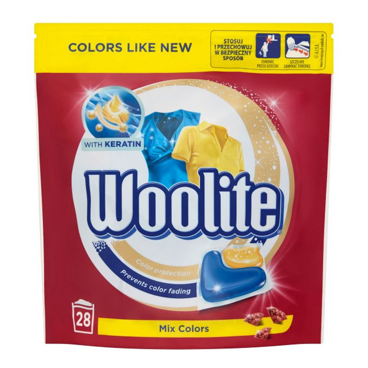 Woolite Mix Colors kapsułki do prania z keratyną 28szt 616g