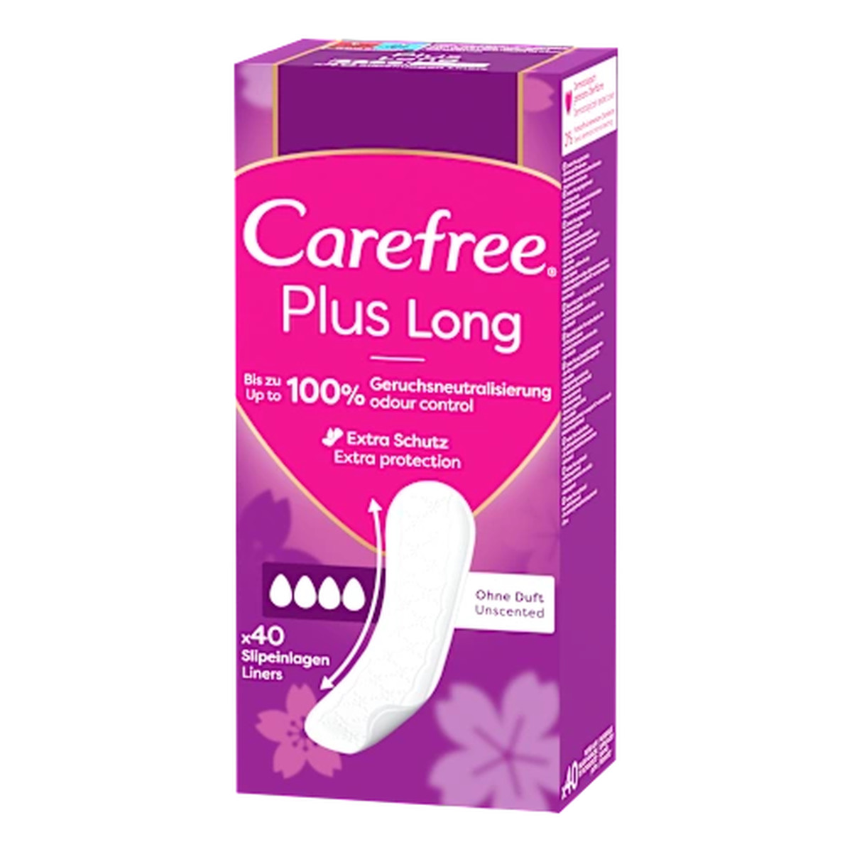 Carefree Plus long wkładki higieniczne unscented 40szt.