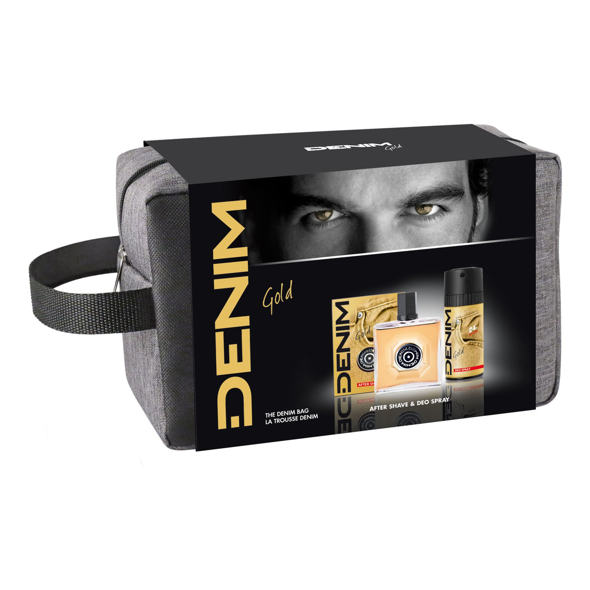Denim Gold Zestaw prezentowy (woda po goleniu 100ml+deo spray 150ml+kosmetyczka)