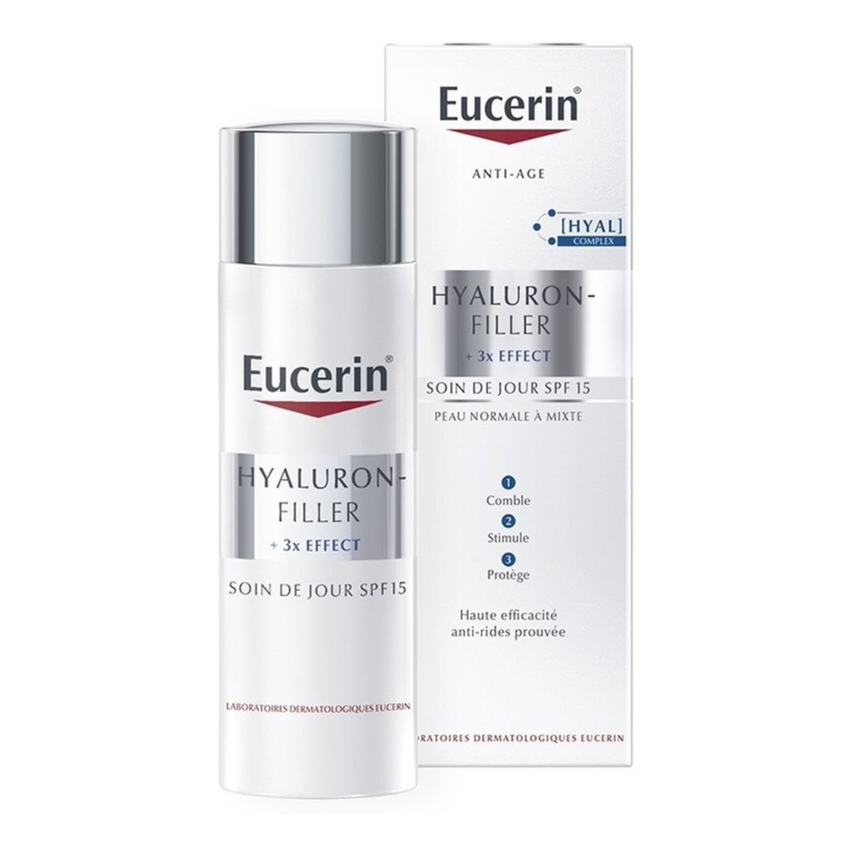 Eucerin Hyaluron-Filler 3x Effect Day Care Normal Combination Skin SPF15 krem przeciwzmarszczkowy na dzień 50ml