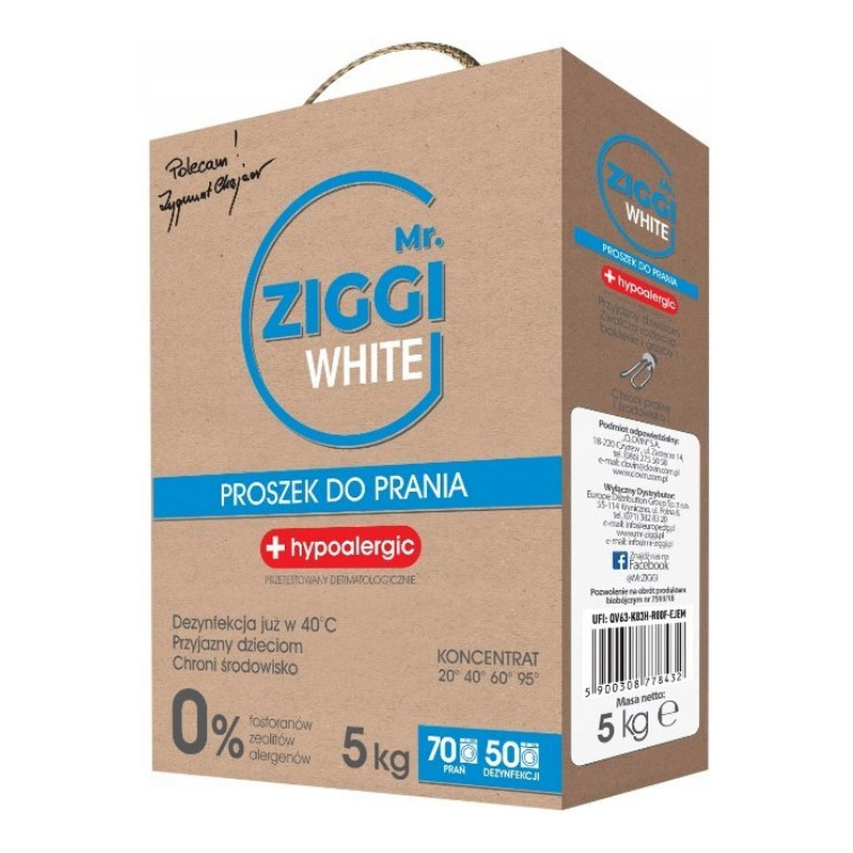 Mr. Ziggi Hipoalergiczny proszek do prania tkanin białych 5kg