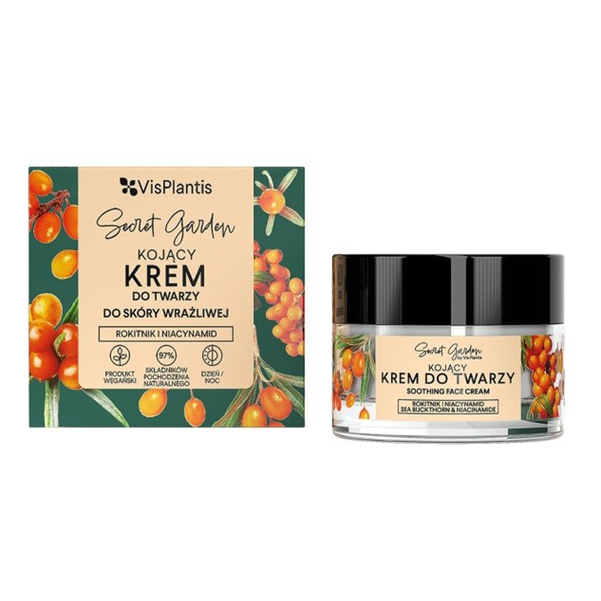 Vis Plantis Secret Garden Krem Kojący do twarzy do skóry wrażliwej rokitnik i niacynamid 50ml