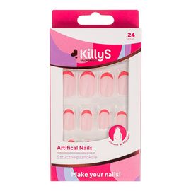 Artifical nails sztuczne paznokcie almond pink french 24szt