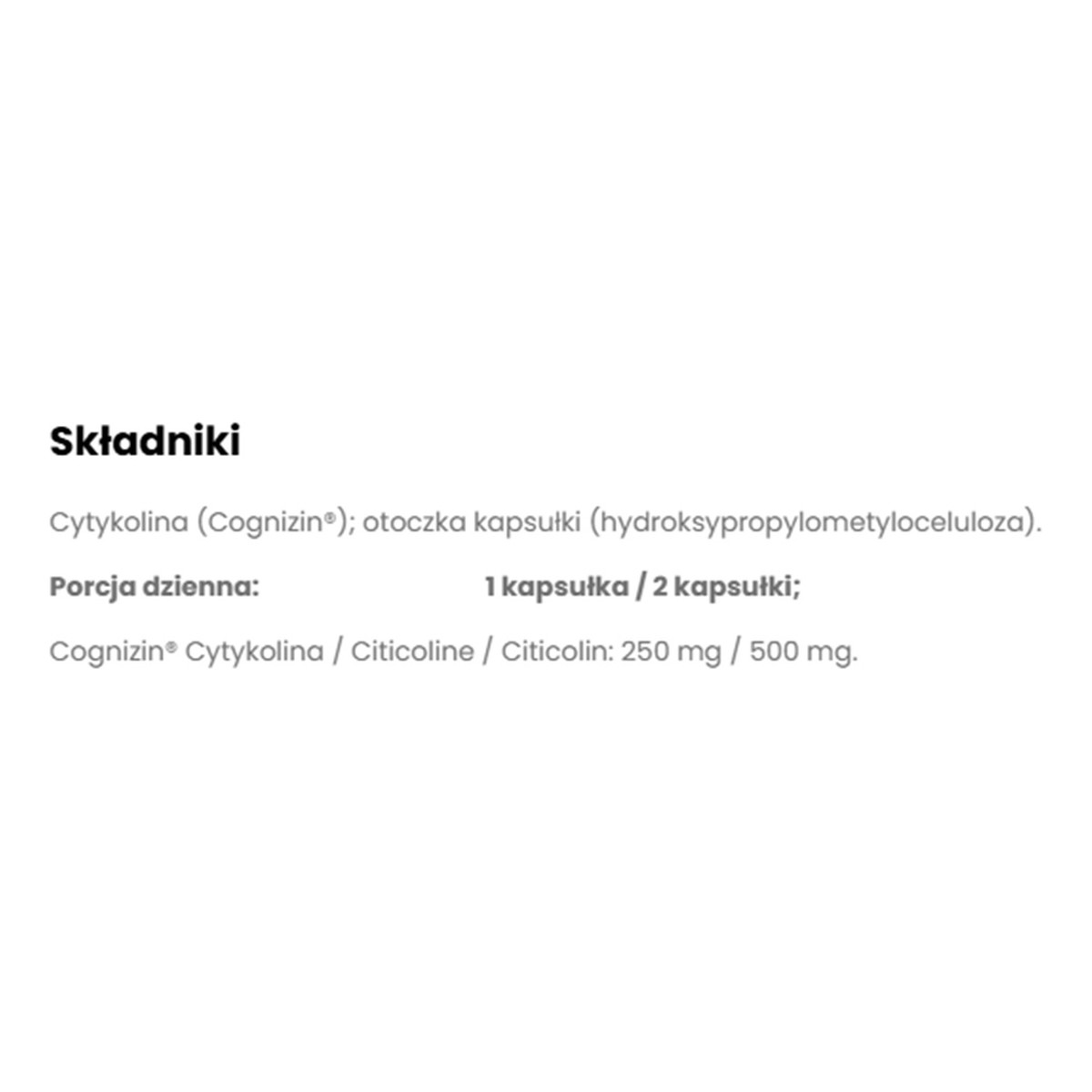 Doctor Life CDP Choline Cognizin Citicoline suplement diety 60 Kapsułek 500mg