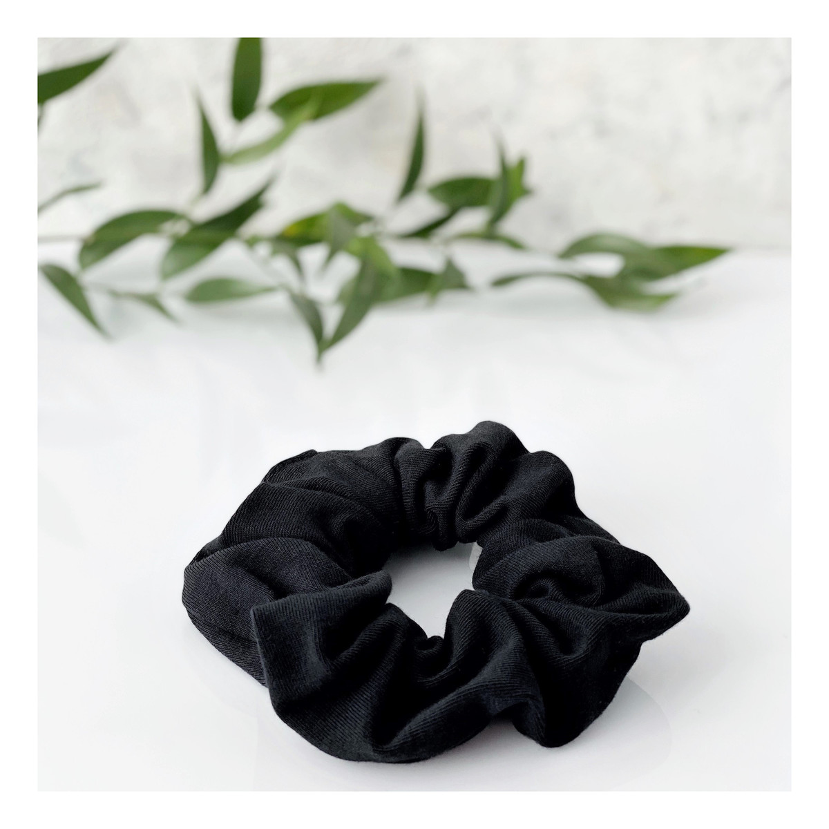 Bawełniana Scrunchie czarna gumka do włosów