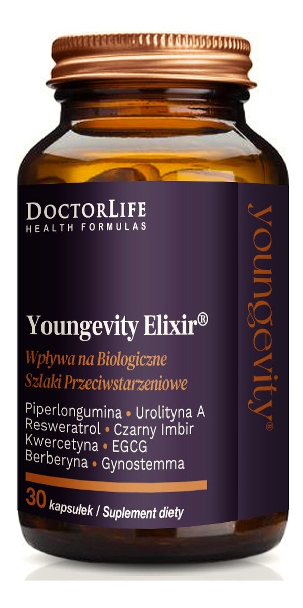 Youngevity elixir wpływa na biologiczne szlaki przeciwstarzeniowe suplement diety 30 kapsułek