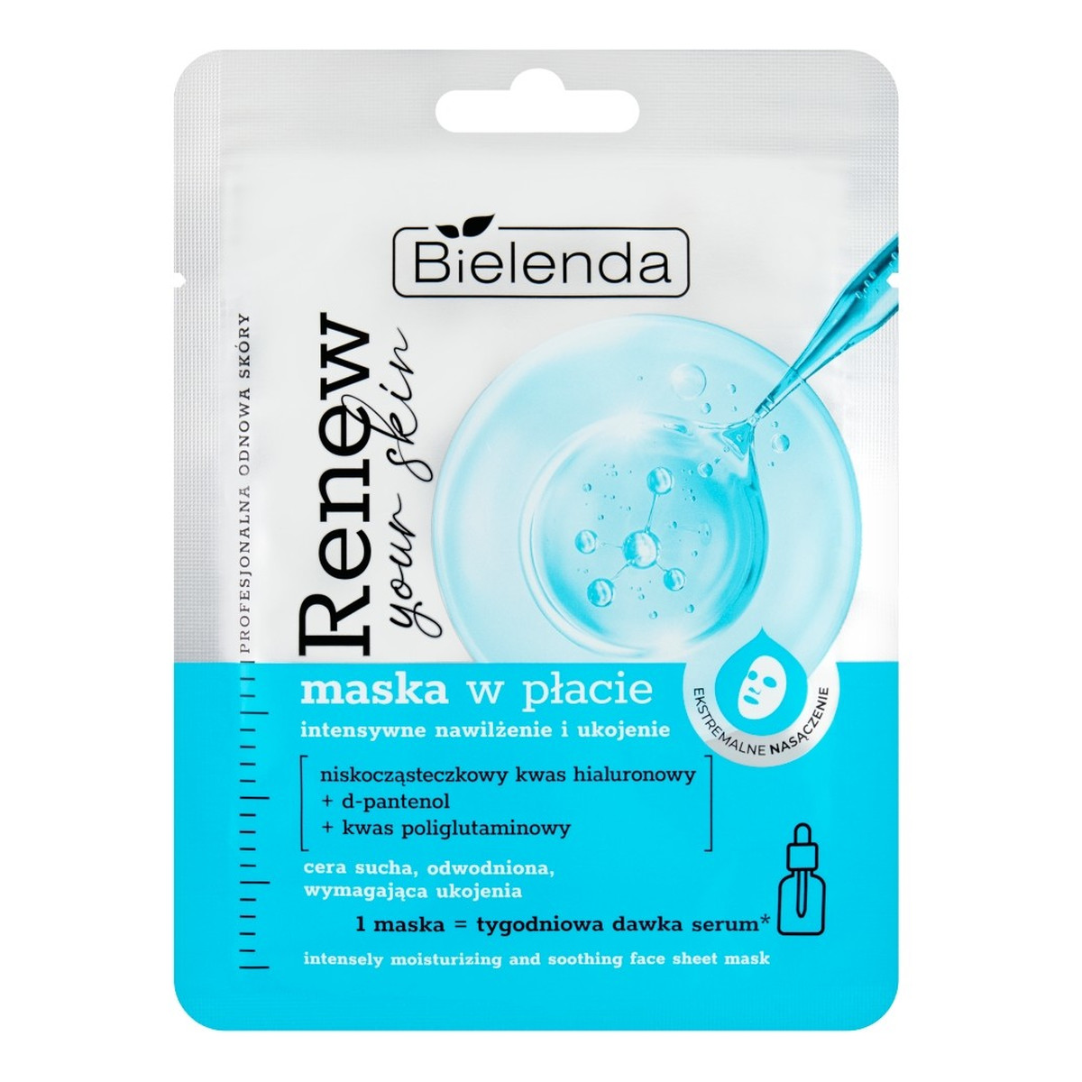 Bielenda Renew your skin maska w płacie-intensywne nawilżenie i ukojenie 17g